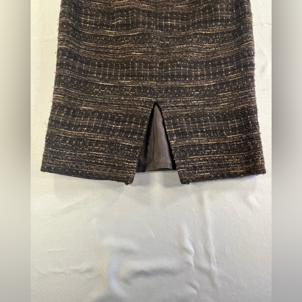 Lafayette 148 New York Fully Lined Tweed Inverted Pleat Tweed Pencil Knee Skirt - Picture 5 of 9
